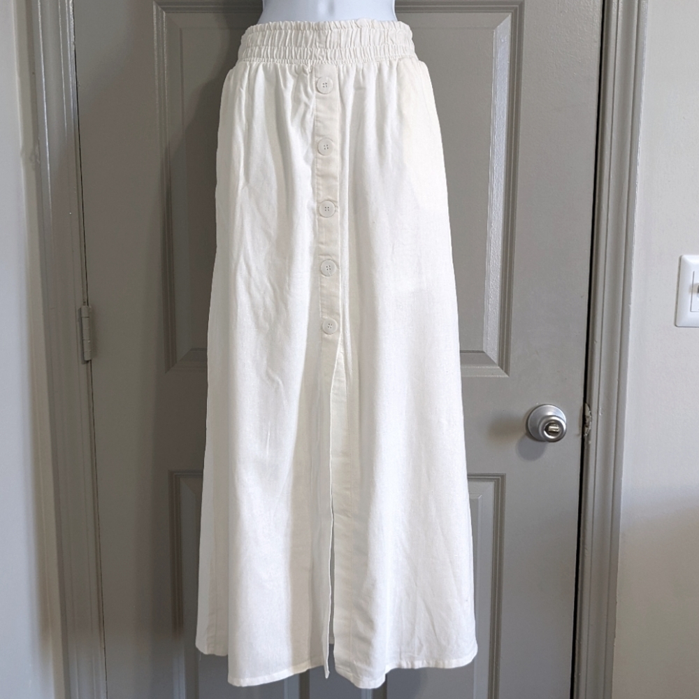 Aquamar White Long Skirt | Medium